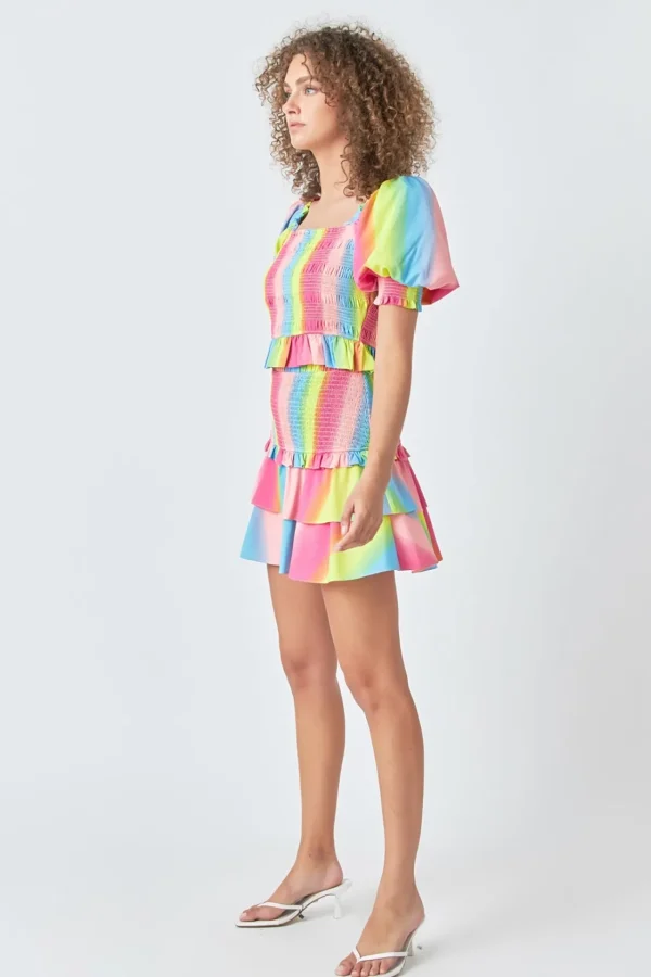 ENDLESS ROSE Skirts | Tops*- Ombre Stripe Smocked Skirt MULTI