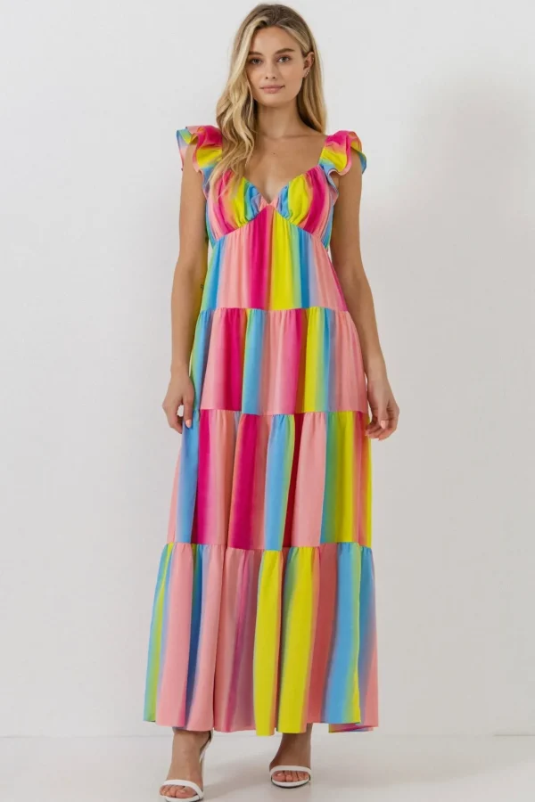 ENDLESS ROSE Tops*- Ombre Stripe Maxi Dress MULTI