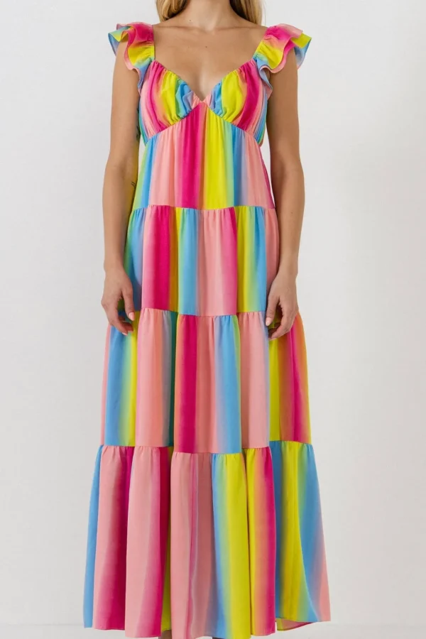 ENDLESS ROSE Tops*- Ombre Stripe Maxi Dress MULTI