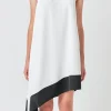 ENDLESS ROSE One Shoulder*- One Shoulder Colorblock Dress CREAM/BLACK