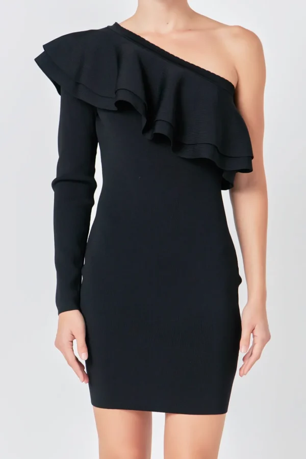 ENDLESS ROSE One Shoulder | Bodycon Dresses*- One Shoulder Knitted Mini Dress