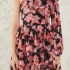 ENDLESS ROSE One Shoulder | Tops*- One Shoulder Tiered Floral Dress BLACK/RED