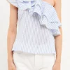 ENDLESS ROSE Tops*- One Shoulder Stripe Top BLUEMULTI