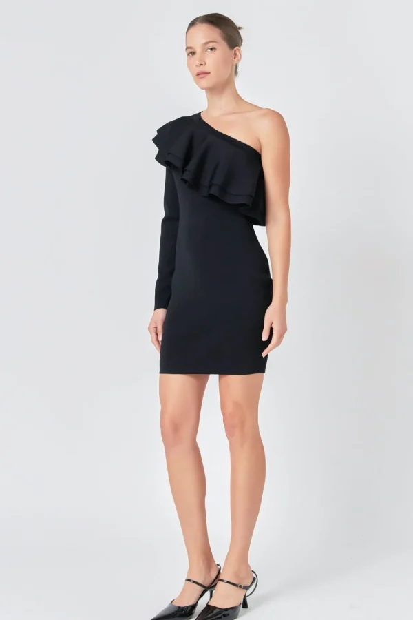 ENDLESS ROSE One Shoulder | Bodycon Dresses*- One Shoulder Knitted Mini Dress