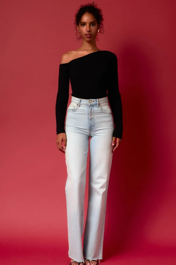 ENDLESS ROSE Sweaters & Knits*- One Shoulder Ribbed Top BLACK