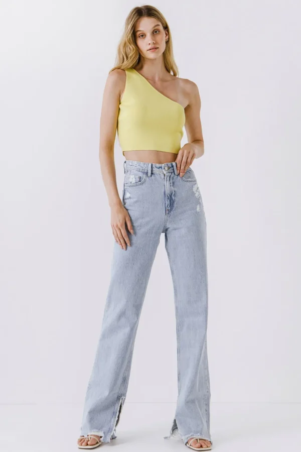 ENDLESS ROSE Sweaters & Knits | Tops*- One Shoulder Knit Crop Top