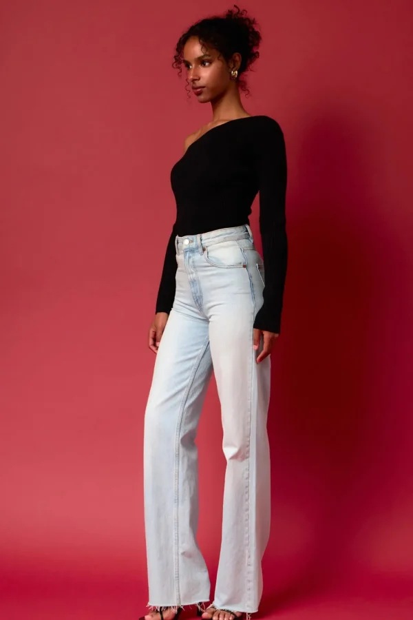 ENDLESS ROSE Sweaters & Knits*- One Shoulder Ribbed Top BLACK