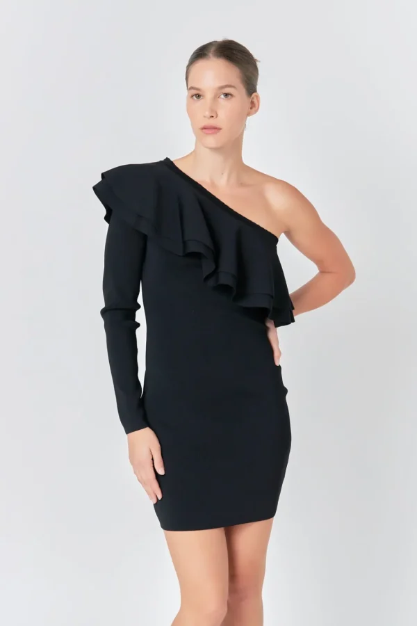 ENDLESS ROSE One Shoulder | Bodycon Dresses*- One Shoulder Knitted Mini Dress