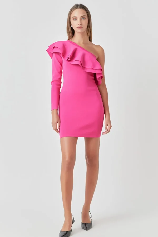 ENDLESS ROSE One Shoulder | Bodycon Dresses*- One Shoulder Knitted Mini Dress