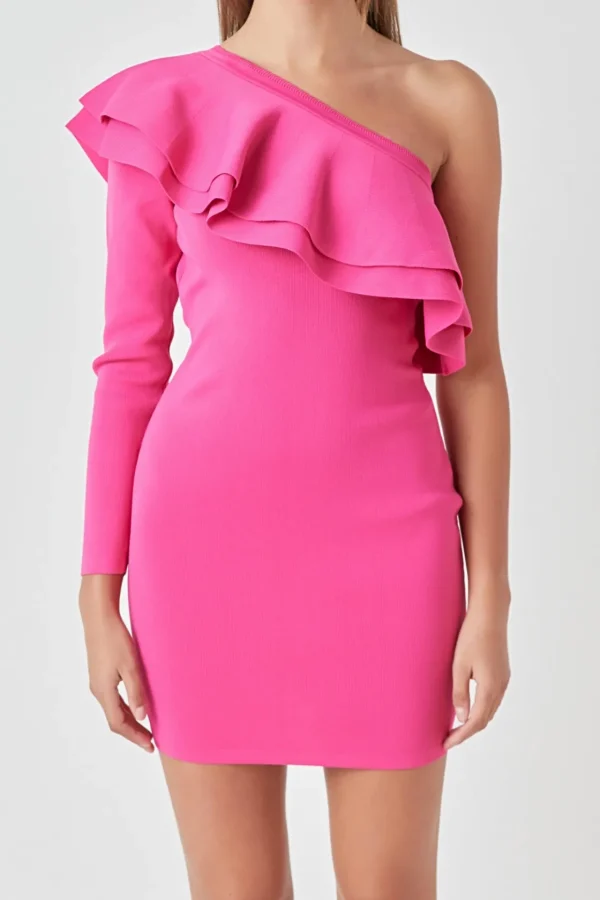 ENDLESS ROSE One Shoulder | Bodycon Dresses*- One Shoulder Knitted Mini Dress