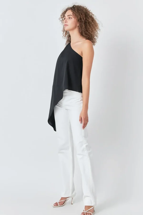 ENDLESS ROSE Tops*- One Shoulder Waterfall Top