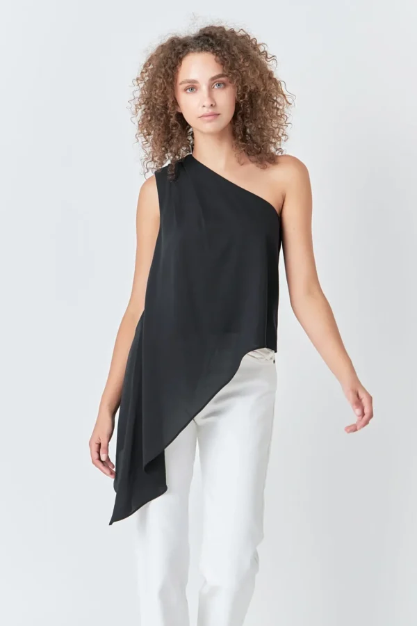 ENDLESS ROSE Tops*- One Shoulder Waterfall Top