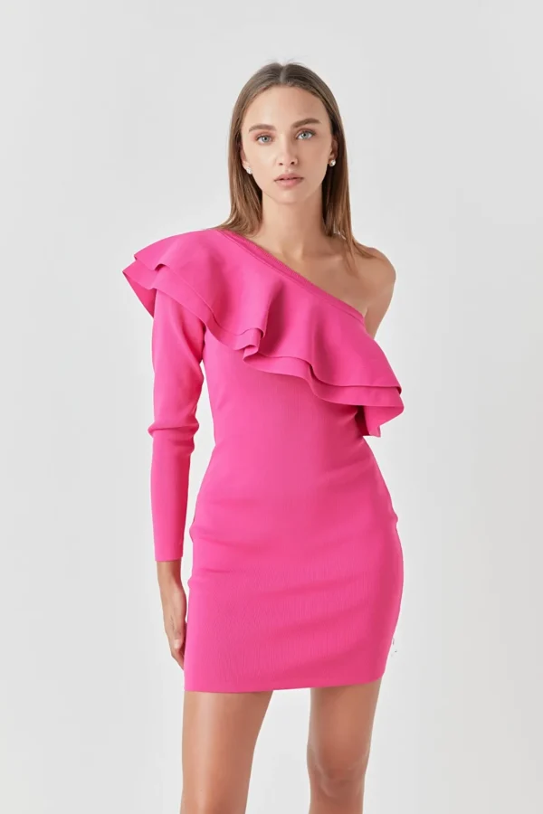 ENDLESS ROSE One Shoulder | Bodycon Dresses*- One Shoulder Knitted Mini Dress