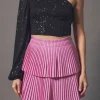ENDLESS ROSE Tops*- One Sleeve Sequin Top BLACK