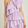 ENDLESS ROSE One Shoulder | Tops*- One-Shoulder Ruffled Mini Dress