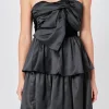 ENDLESS ROSE One Shoulder | Little Black Dress*- One-Shoulder Satin Mini Dress BLACK