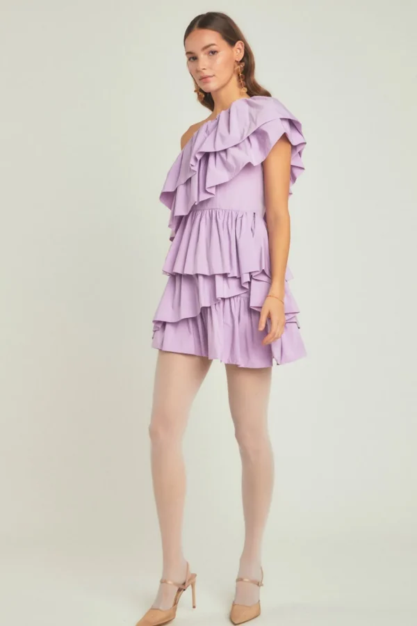 ENDLESS ROSE One Shoulder | Tops*- One-Shoulder Ruffled Mini Dress