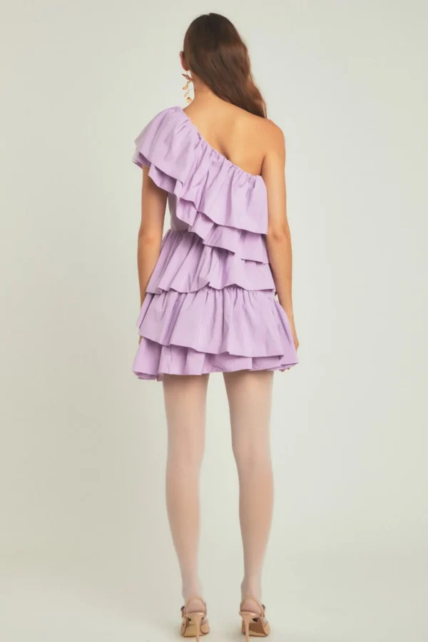 ENDLESS ROSE One Shoulder | Tops*- One-Shoulder Ruffled Mini Dress