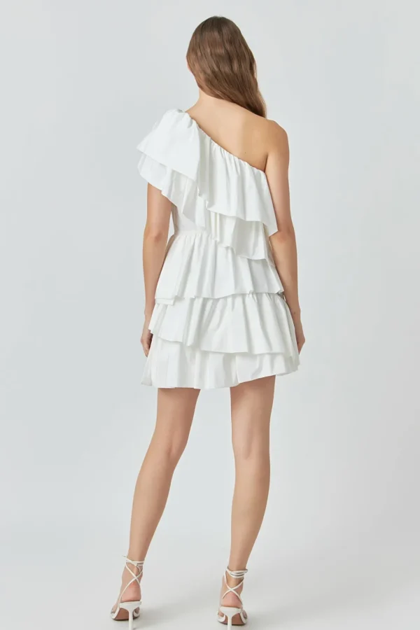 ENDLESS ROSE One Shoulder | Tops*- One-Shoulder Ruffled Mini Dress