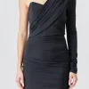 ENDLESS ROSE One Shoulder | Little Black Dress*- One-Sleeve Mini Dress BLACK