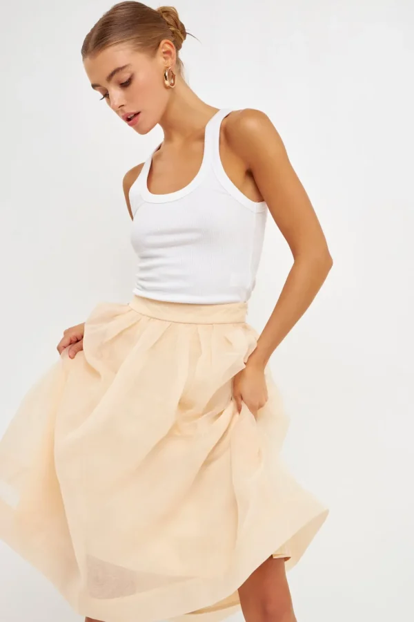 ENDLESS ROSE Skirts | Tops*- Organza A Line Midi Skirt CREAM