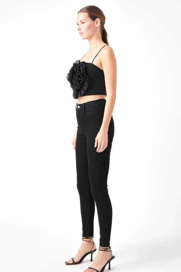 ENDLESS ROSE Tops*- Organza Flower Top