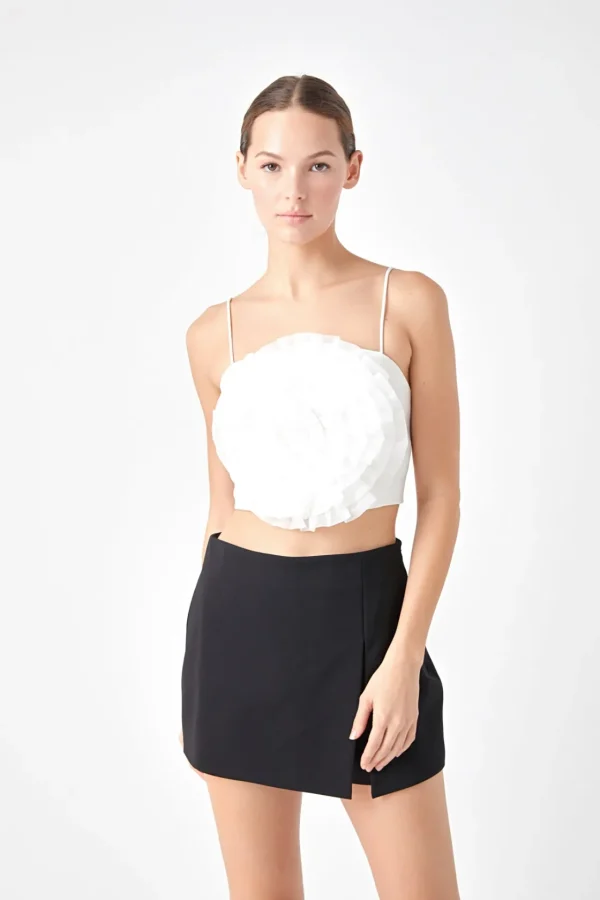 ENDLESS ROSE Tops*- Organza Flower Top