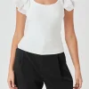 ENDLESS ROSE Tops*- Organza Ruffle with Knit Top