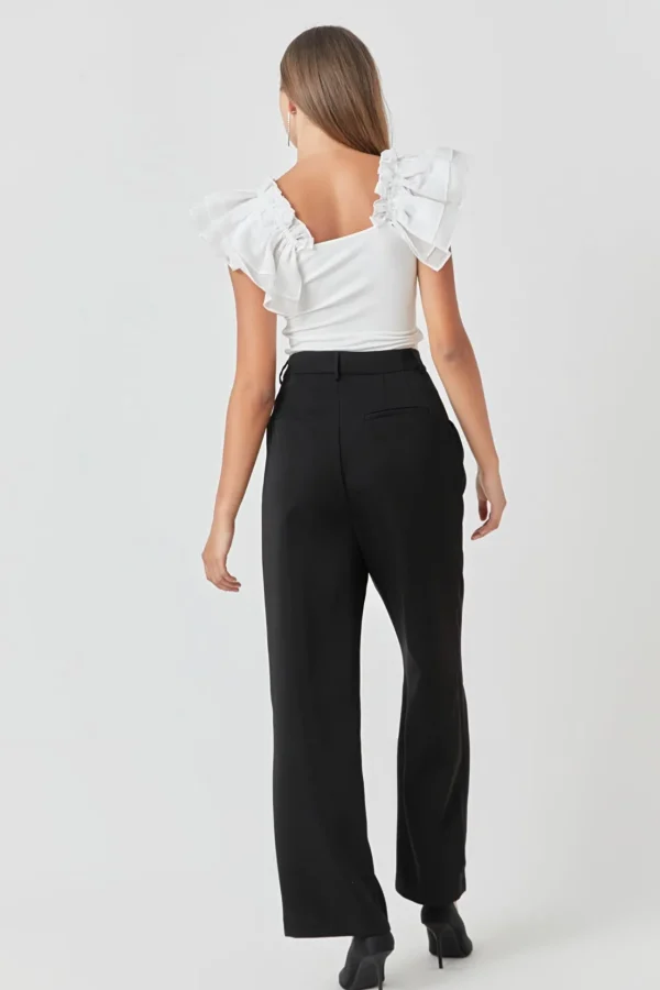 ENDLESS ROSE Tops*- Organza Ruffle with Knit Top