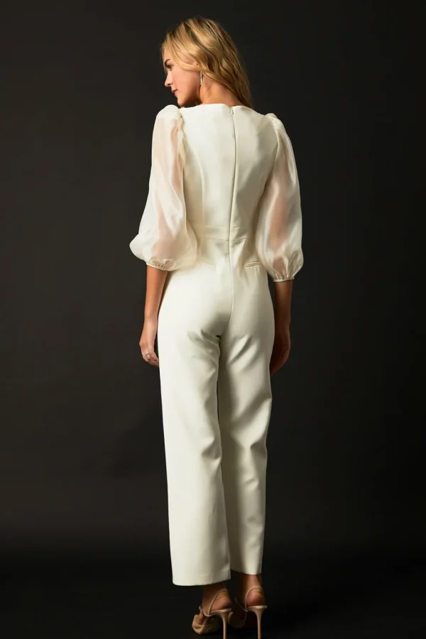 ENDLESS ROSE Tops | One Pieces*- Organza Sleeve Jumpsuit CREAM
