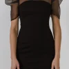 ENDLESS ROSE Tops*- Organza with Knit Mini Dress BLACK