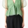 ENDLESS ROSE Tops*- Organza Zebra Top GREENMULTI