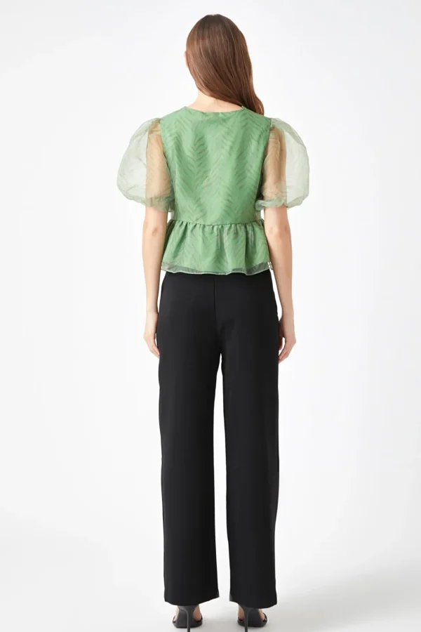 ENDLESS ROSE Tops*- Organza Zebra Top GREENMULTI