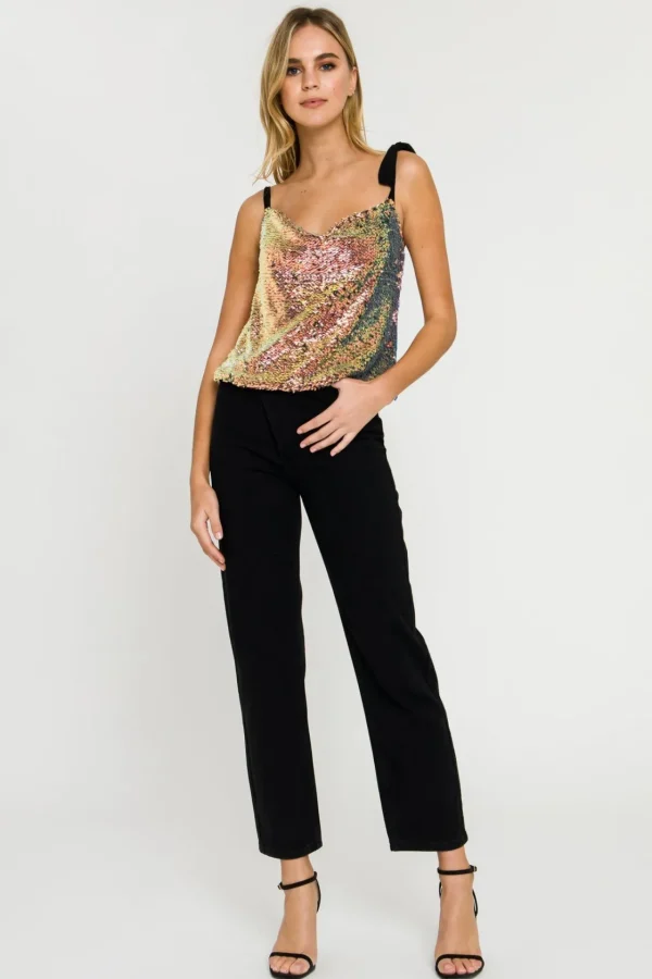 ENDLESS ROSE Tops*- Orora Sequins Ribbon Tied Top