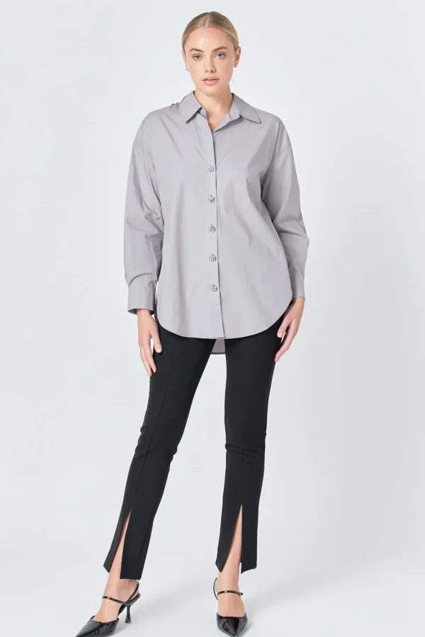 ENDLESS ROSE Shirts & Blouses | Tops*- Oversize Button Collared Shirt