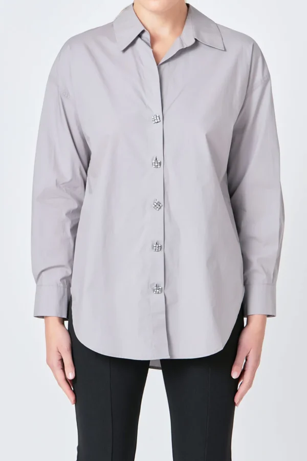 ENDLESS ROSE Shirts & Blouses | Tops*- Oversize Button Collared Shirt