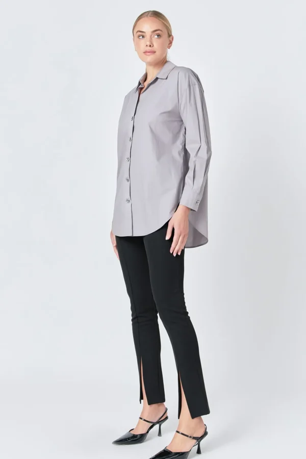 ENDLESS ROSE Shirts & Blouses | Tops*- Oversize Button Collared Shirt