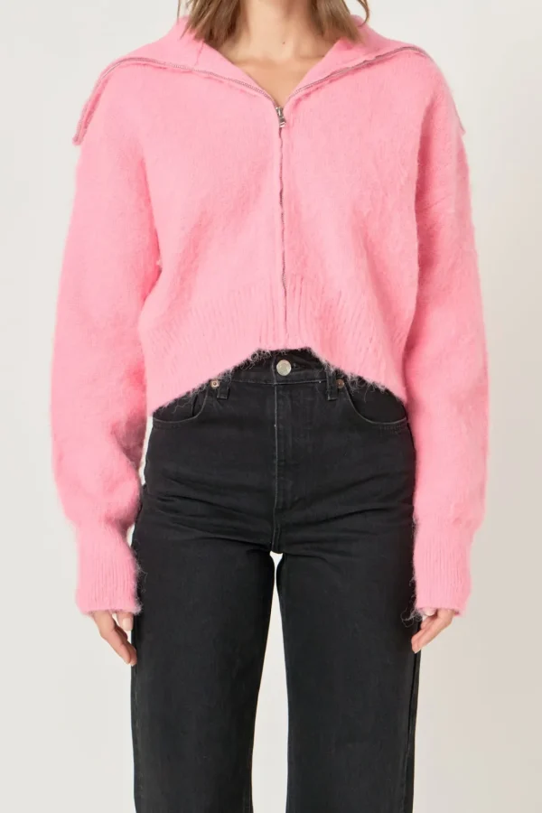 ENDLESS ROSE Jackets & Coats | Tops*- Oversize Collar Knit Jacket PINK