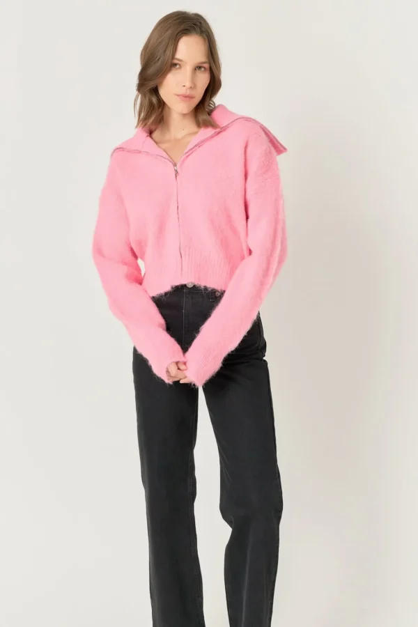 ENDLESS ROSE Jackets & Coats | Tops*- Oversize Collar Knit Jacket PINK