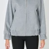 ENDLESS ROSE Jackets & Coats | Tops*- Oversize Felt Varsity Bomber GREY