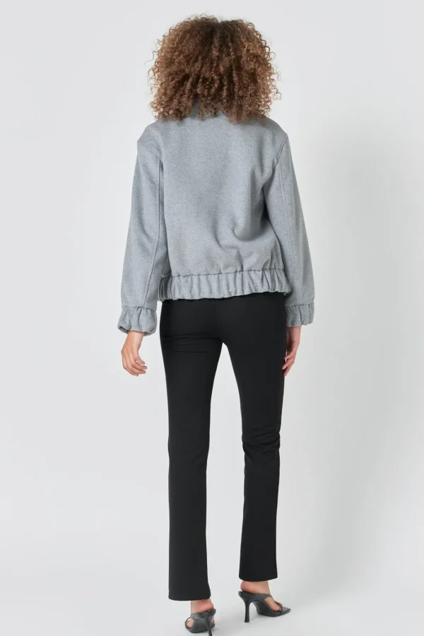 ENDLESS ROSE Jackets & Coats | Tops*- Oversize Felt Varsity Bomber GREY