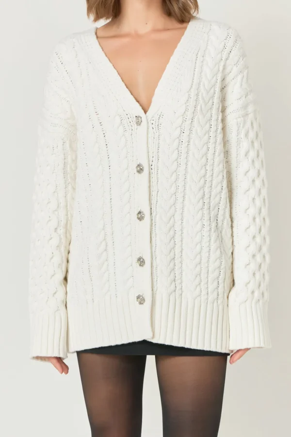 ENDLESS ROSE Sweaters & Knits | Tops*- Oversized Cable Knit Cardigan IVORY