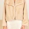 ENDLESS ROSE Jackets & Coats | Tops*- Oversized Collar Faux Fur Jacket BEIGE