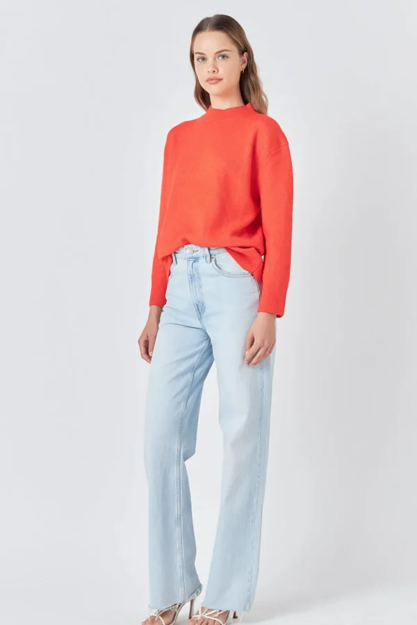 ENDLESS ROSE Sweaters & Knits | Tops*- Oversized Crewneck Sweater ORANGE