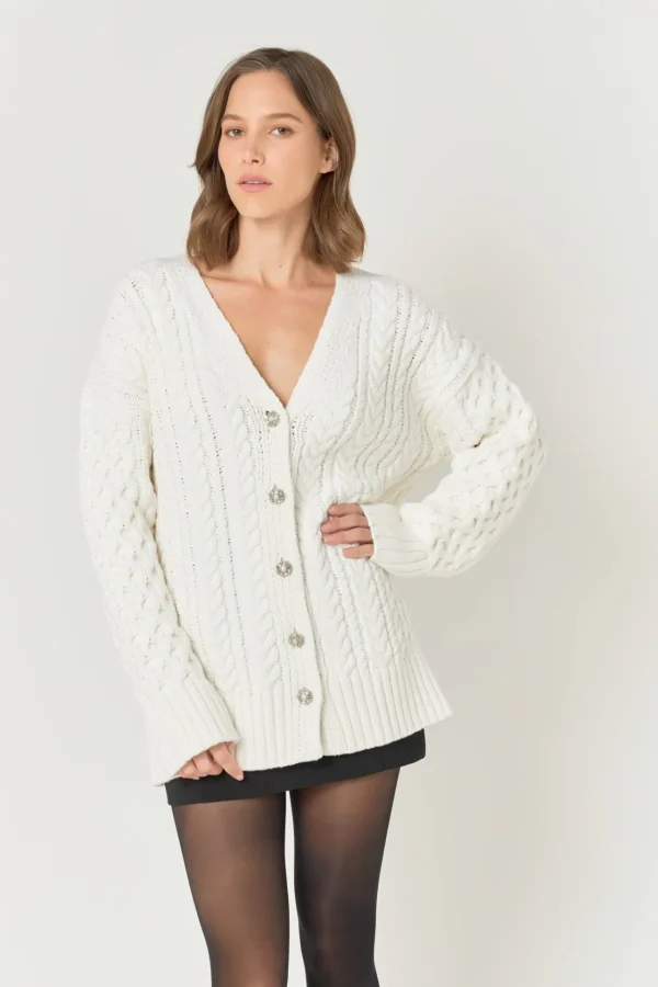 ENDLESS ROSE Sweaters & Knits | Tops*- Oversized Cable Knit Cardigan IVORY