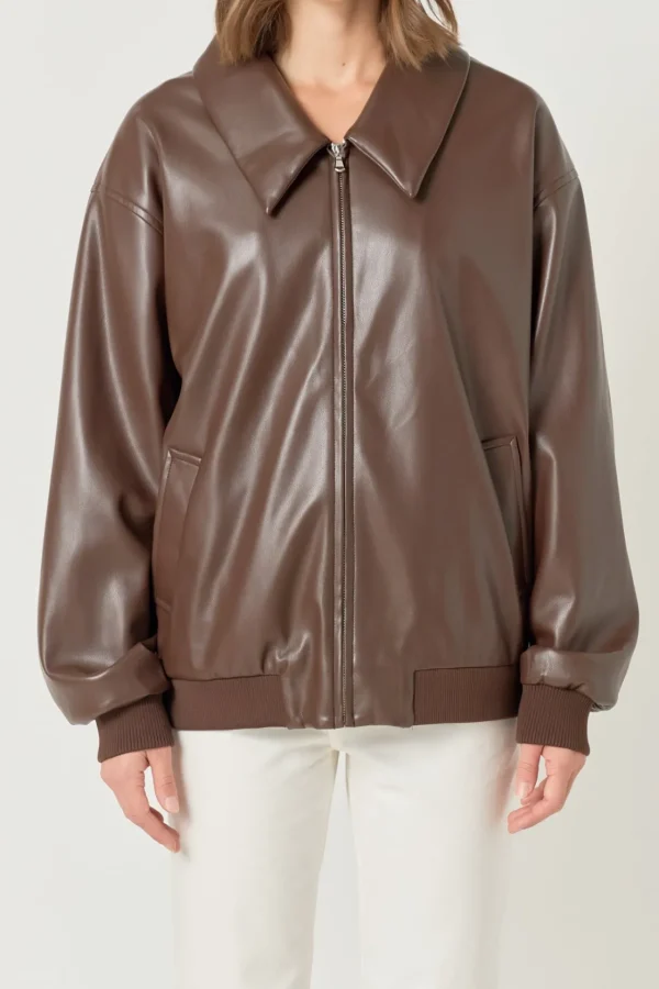 ENDLESS ROSE Jackets & Coats | Tops*- Oversized Faux Leather Jacket