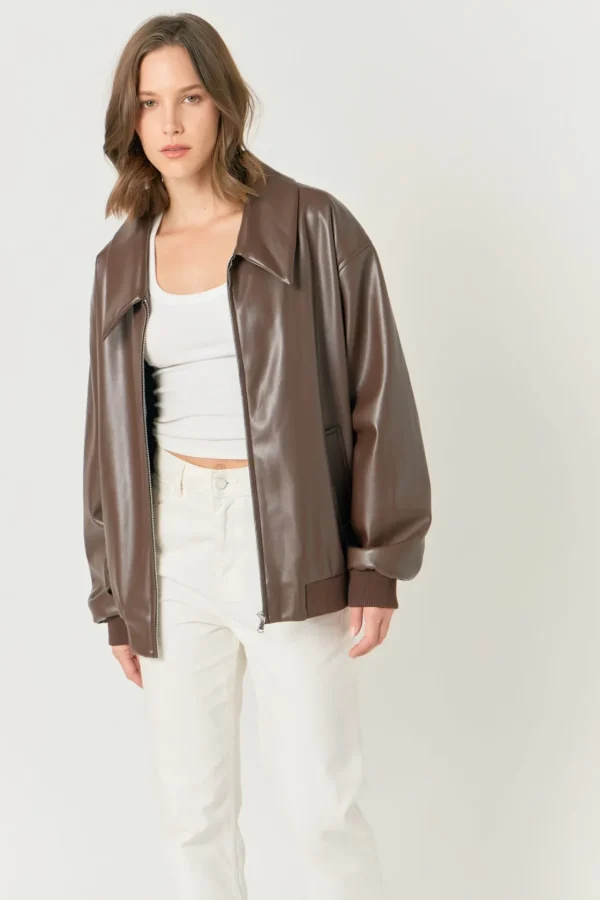 ENDLESS ROSE Jackets & Coats | Tops*- Oversized Faux Leather Jacket