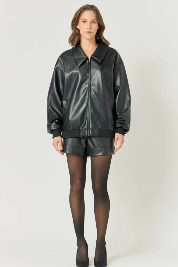 ENDLESS ROSE Jackets & Coats | Tops*- Oversized Faux Leather Jacket