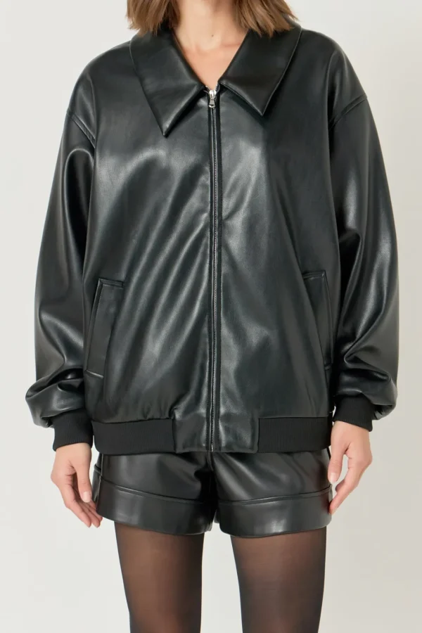 ENDLESS ROSE Jackets & Coats | Tops*- Oversized Faux Leather Jacket
