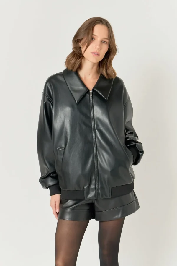ENDLESS ROSE Jackets & Coats | Tops*- Oversized Faux Leather Jacket